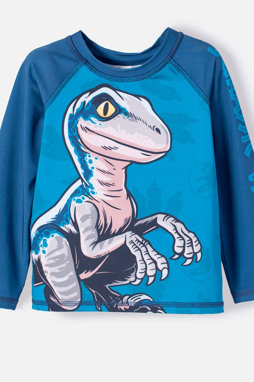 JURASSIC WORLD BLUE LONG SLEEVE T-SHIRT BATHING SUIT FOR BOY 2T TO 5T