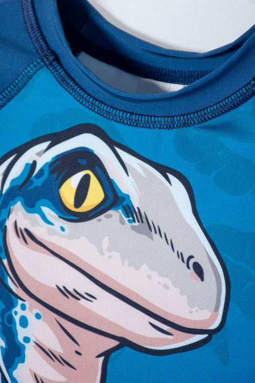 JURASSIC WORLD BLUE LONG SLEEVE T-SHIRT BATHING SUIT FOR BOY 2T TO 5T