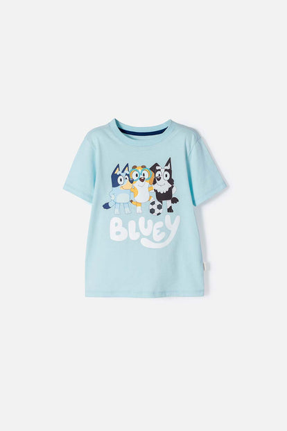 CAMISETA DE BLUEY AZUL MANGA CORTA PARA NIÑO 2T A 6T