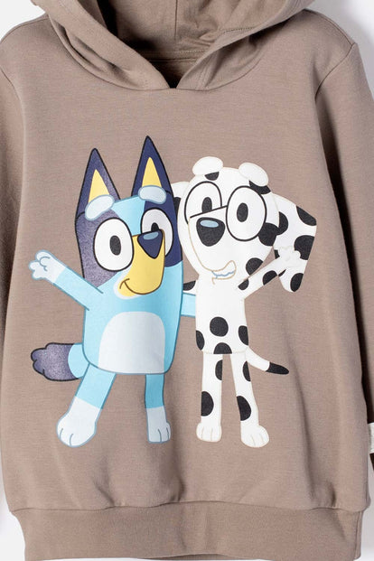 BUZO DE BLUEY  CON CAPUCHA TAUPE PARA NIÑO  2T A 6T