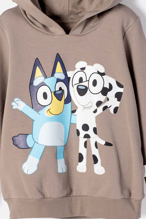 BLUEY HOODED SWEATSHIRT TAUPE FOR BOYS 2T TO 6T