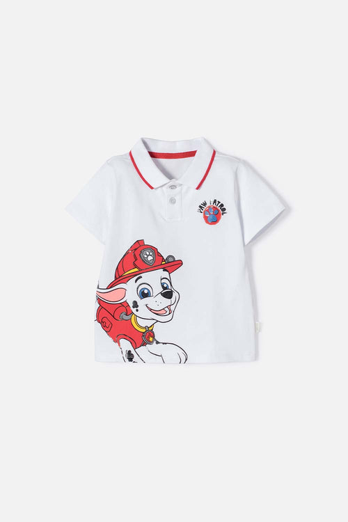 PAW PATROL WHITE POLO SHIRT FOR BOYS 2T TO 6T