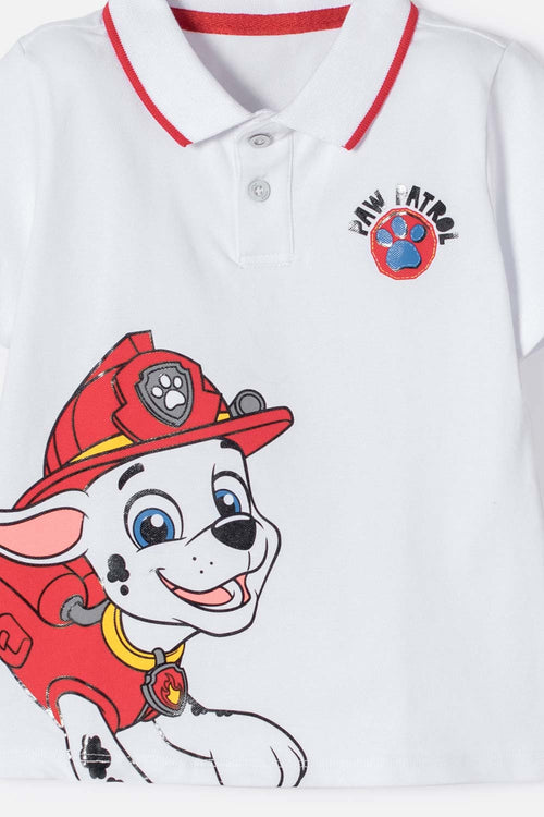 PAW PATROL WHITE POLO SHIRT FOR BOYS 2T TO 6T