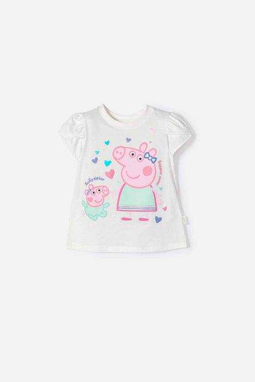 GIRLS' PEPPA PIG IVORY PRINTED T-SHIRT 2T TO 5T