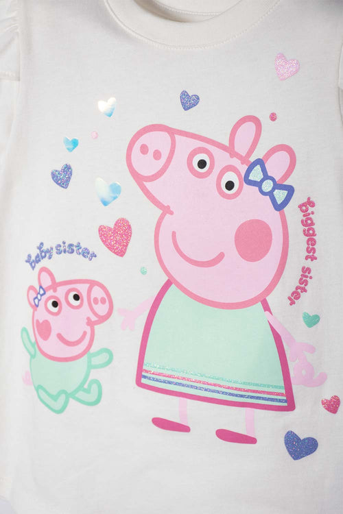 GIRLS' PEPPA PIG IVORY PRINTED T-SHIRT 2T TO 5T