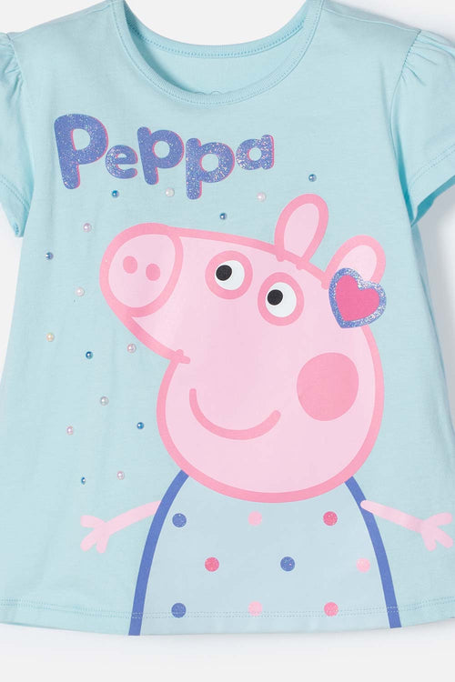 PEPPA PIG BLUE T-SHIRT WITH FRONT PRINT FOR GIRLS 2T TO 5T