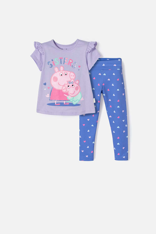 PEPPPA PIG LILAC AND PURPLE SET WITH LEGGINGS FOR GIRLS 2T TO 5T