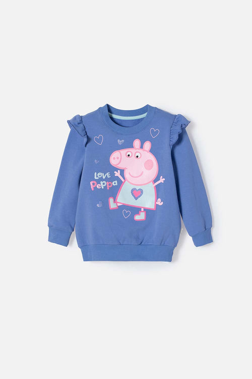 PEPPA PIG PURPLE CLOSED-DESIGN SWEATSHIRT FOR GIRLS 2T TO 5T