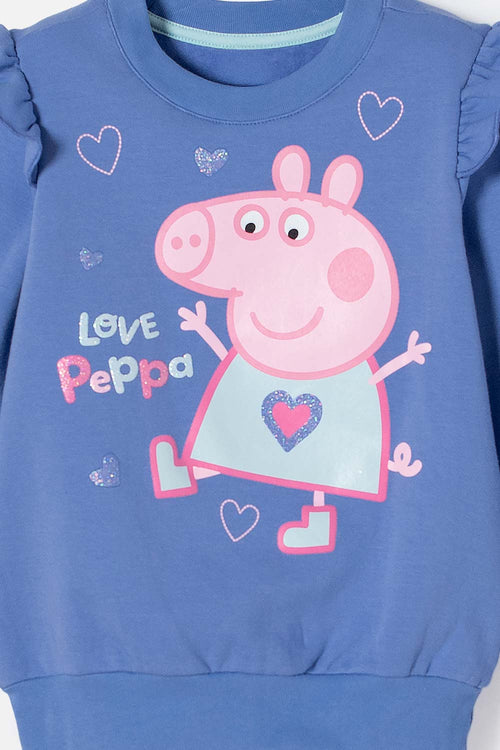 PEPPA PIG PURPLE CLOSED-DESIGN SWEATSHIRT FOR GIRLS 2T TO 5T