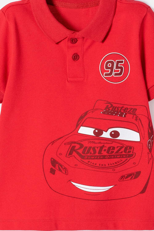 RED CARS POLO SHIRT FOR BOYS 2T TO 5T