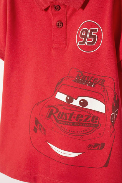 CAMISETA TIPO POLO DE CARS ROJO PARA NIÑO 2T A 5T