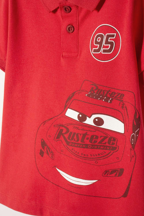 RED CARS POLO SHIRT FOR BOYS 2T TO 5T