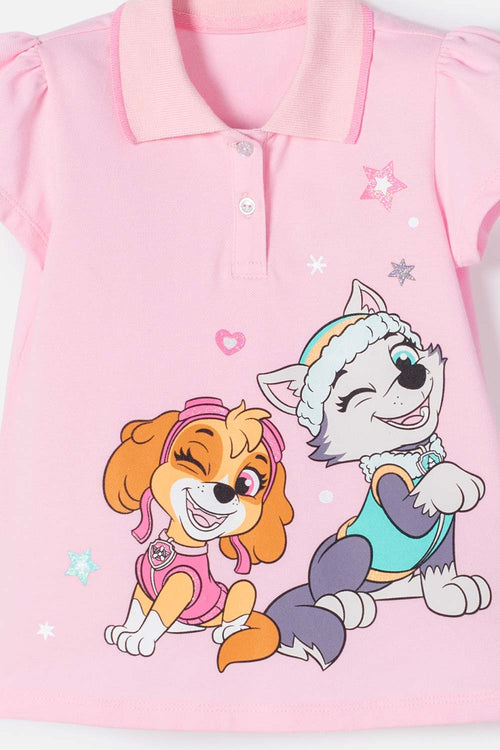PAW PATROL PINK POLO SHIRT FOR GIRLS 2T TO 6T