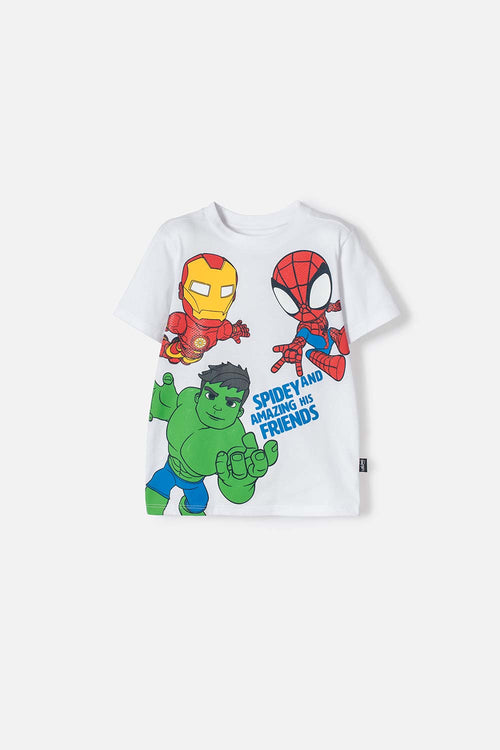 SPIDEY AND HIS AMAZING FRIENDS WHITE T-SHIRT FOR BOYS 2T TO 6T