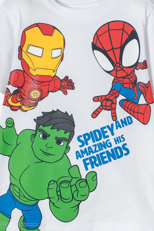 SPIDEY AND HIS AMAZING FRIENDS WHITE T-SHIRT FOR BOYS 2T TO 6T