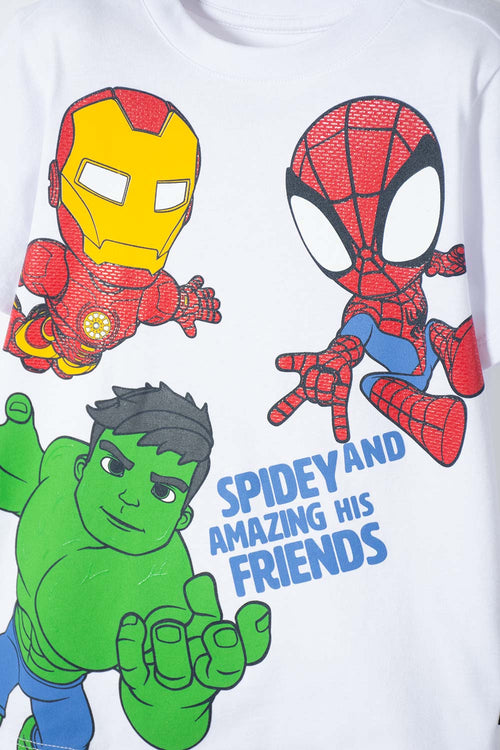 SPIDEY AND HIS AMAZING FRIENDS WHITE T-SHIRT FOR BOYS 2T TO 6T