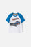 CAMISETA DE HOT WHEELS MANGA CORTA AZUL Y BLANCO PARA NIÑO 2T A 6T
