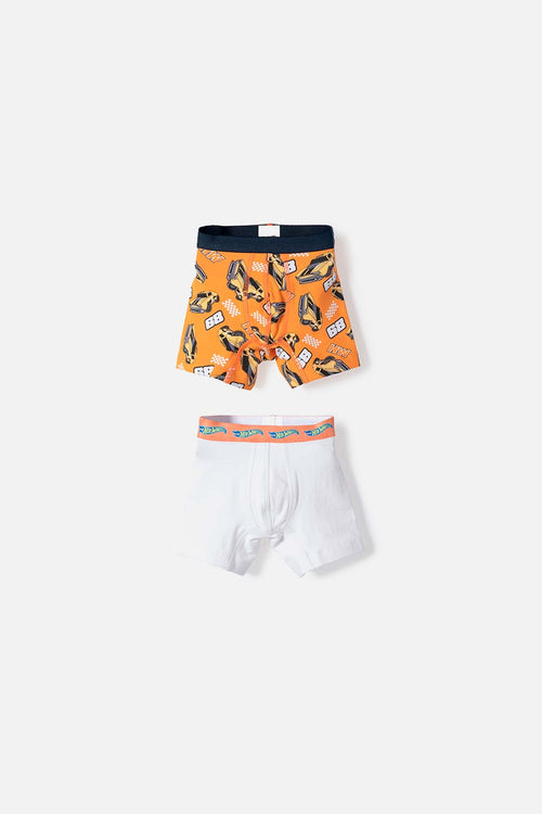 2-PACK HOT WHEELS ORANGE AND WHITE BOXER BRIEFS FOR BOYS 2T TO 6T