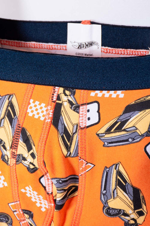 2-PACK HOT WHEELS ORANGE AND WHITE BOXER BRIEFS FOR BOYS 2T TO 6T