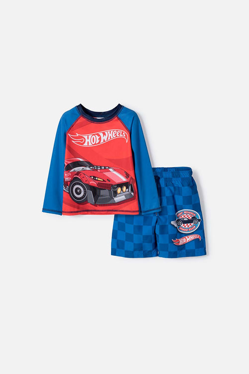 HOT WHEELS BLUE AND RED BATHING SUIT FOR BOY 2T TO 6T