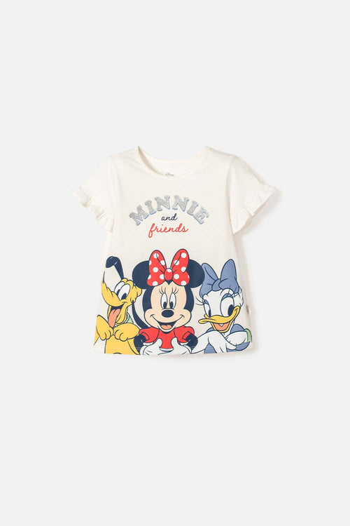 GIRLS' MINNIE MOUSE SHORT SLEEVE IVORY T-SHIRT 2T TO 5T