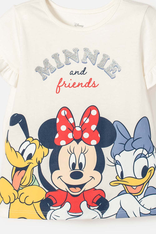GIRLS' MINNIE MOUSE SHORT SLEEVE IVORY T-SHIRT 2T TO 5T