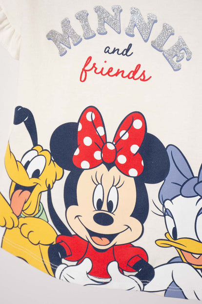 CAMISETA DE MINNIE MOUSE MANGA CORTA MARFIL PARA NIÑA 2T A 5T