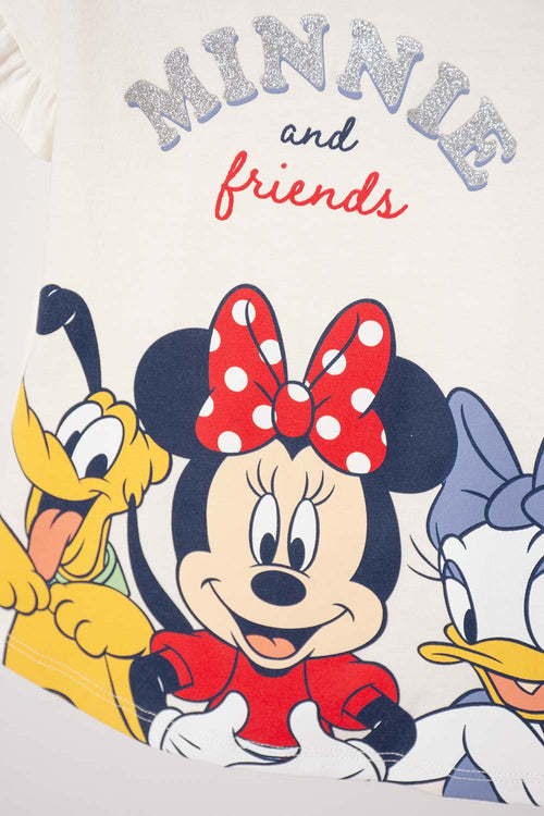 GIRLS' MINNIE MOUSE SHORT SLEEVE IVORY T-SHIRT 2T TO 5T