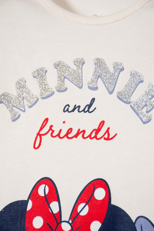 GIRLS' MINNIE MOUSE SHORT SLEEVE IVORY T-SHIRT 2T TO 5T