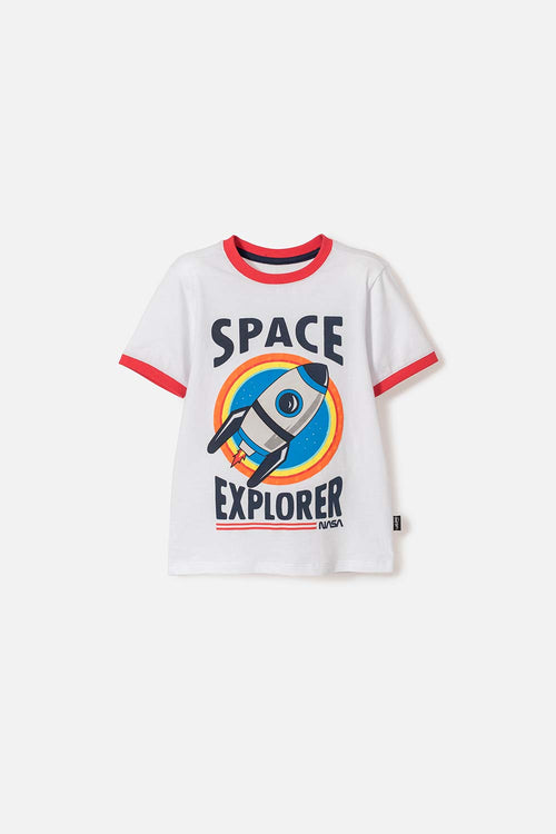 NASA SHORT SLEEVE T-SHIRT WHITE AND RED FOR KIDS 2T TO 5T