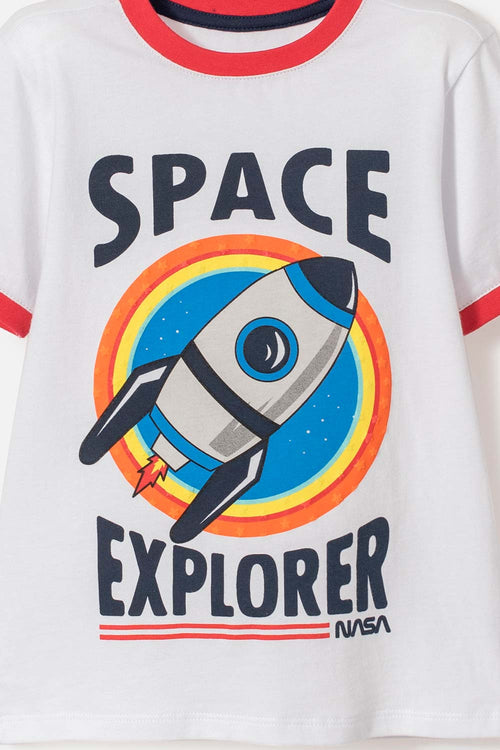 NASA SHORT SLEEVE T-SHIRT WHITE AND RED FOR KIDS 2T TO 5T
