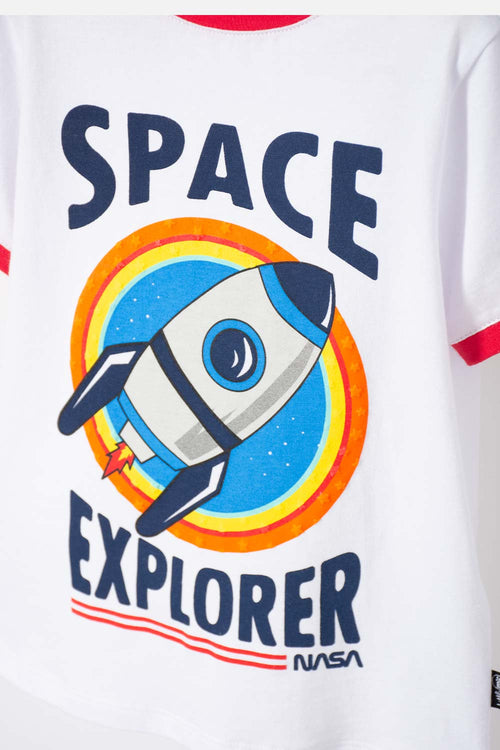 NASA SHORT SLEEVE T-SHIRT WHITE AND RED FOR KIDS 2T TO 5T