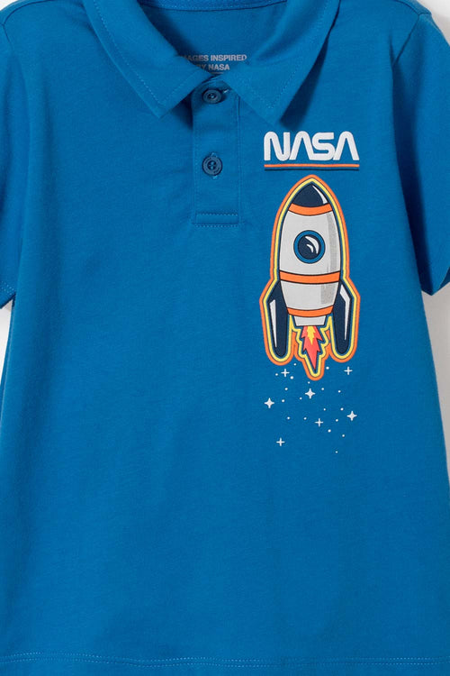 NASA BLUE POLO SHIRT FOR BOYS 2T TO 5T