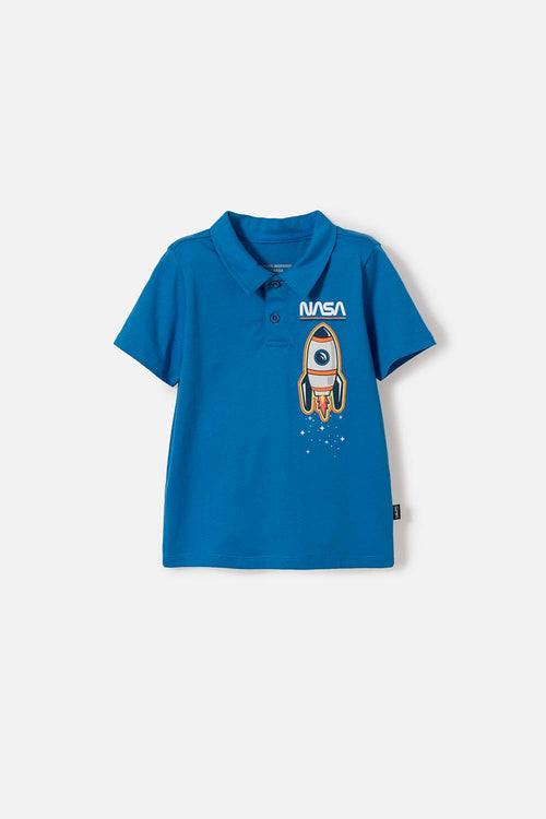 NASA BLUE POLO SHIRT FOR BOYS 2T TO 5T