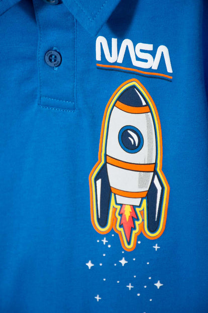CAMISETA TIPO POLO DE LA NASA AZUL PARA NIÑO 2T A 5T