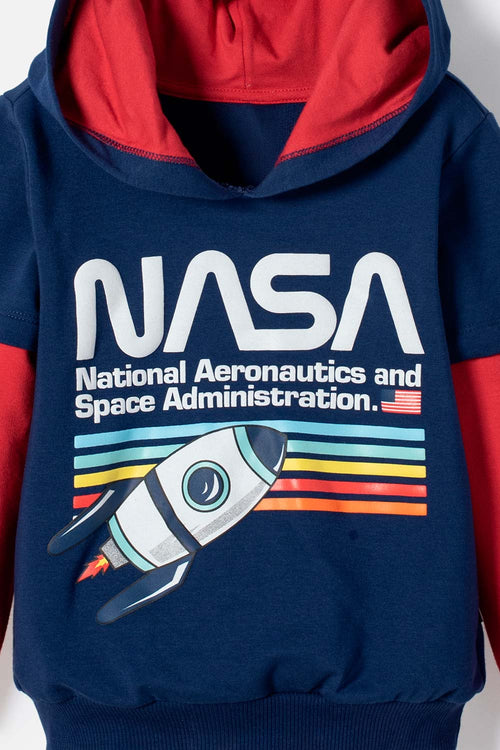 NASA HOODIE BLUE AND RED FOR BOYS 2T TO 5T