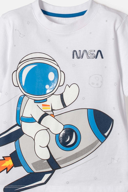 NASA WHITE AND BLUE LONG PANTS SET FOR BOY 2T TO 5T