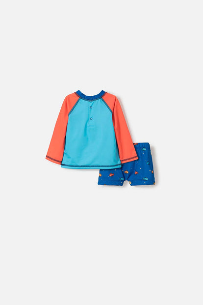 CONJUNTO DE BAÑO DE LA NASA AZUL Y NARANJA PARTA BEBÉ NIÑO