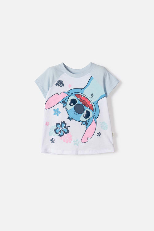 GIRL'S WHITE STITCH SHORT SLEEVE T-SHIRT 2T TO 5T