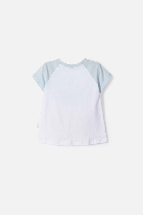GIRL'S WHITE STITCH SHORT SLEEVE T-SHIRT 2T TO 5T