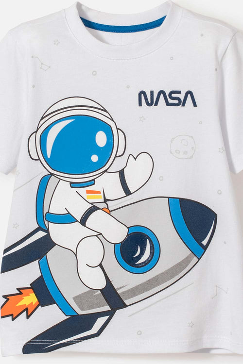 NASA WHITE AND BLUE SHORTS SET FOR TODDLER BOYS 2T-5T
