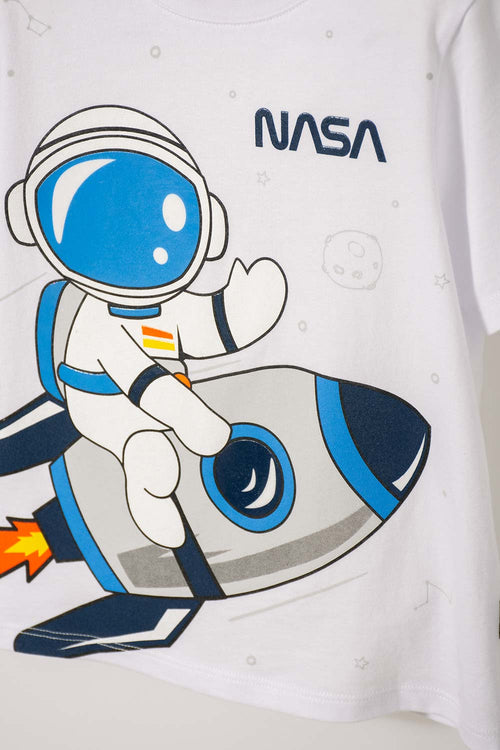 NASA WHITE AND BLUE SHORTS SET FOR TODDLER BOYS 2T-5T