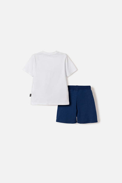 CONJUNTO DE LA NASA CON PANTALÓN CORTO BLANCO Y AZUL PARA NIÑO 2T A 5T