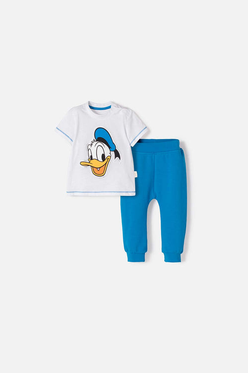 DONALD DUCK SET WITH WHITE AND BLUE LONG PANTS FOR BABY BOYS