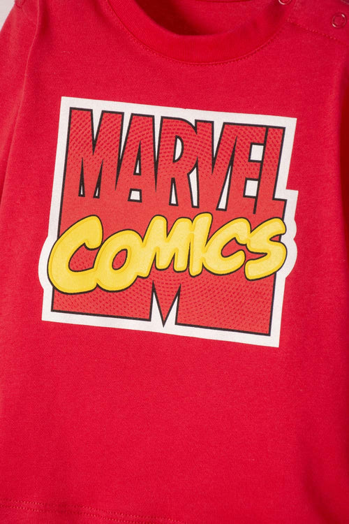 MARVEL LONG RED AND BLUE PANTS SET FOR BABY BOYS
