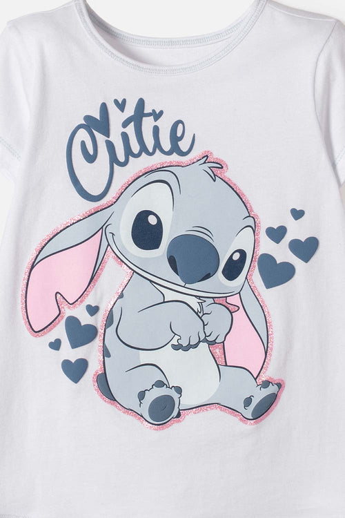 STITCH SET WITH MULTICOLOR SHORTS FOR GIRLS 2T TO 5T