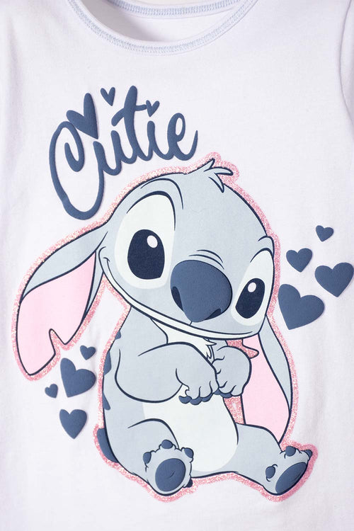 STITCH SET WITH MULTICOLOR SHORTS FOR GIRLS 2T TO 5T