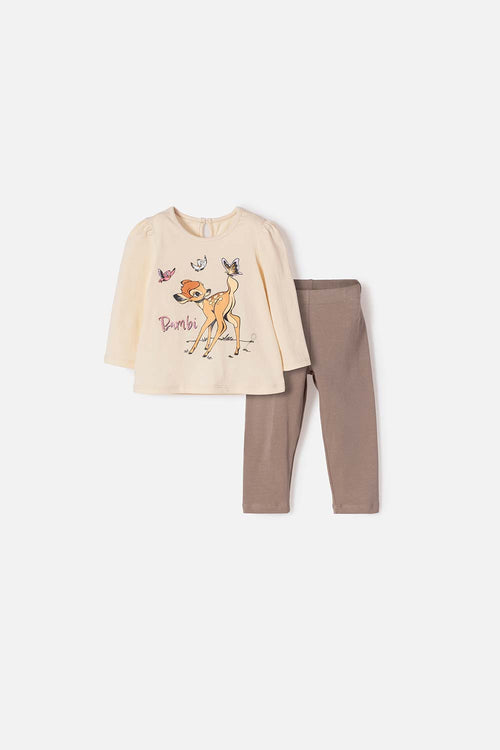 BAMBI ALMOND LONG TROUSERS SET FOR BABY GIRL