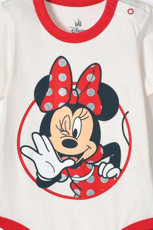 MINNIE MOUSE SHORT SLEEVE IVORY BODYSUIT FOR BABY GIRL