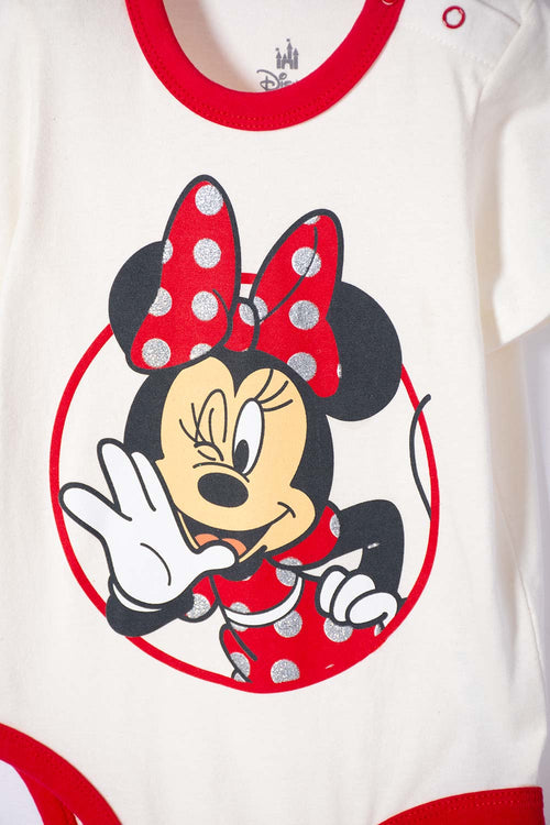 MINNIE MOUSE SHORT SLEEVE IVORY BODYSUIT FOR BABY GIRL